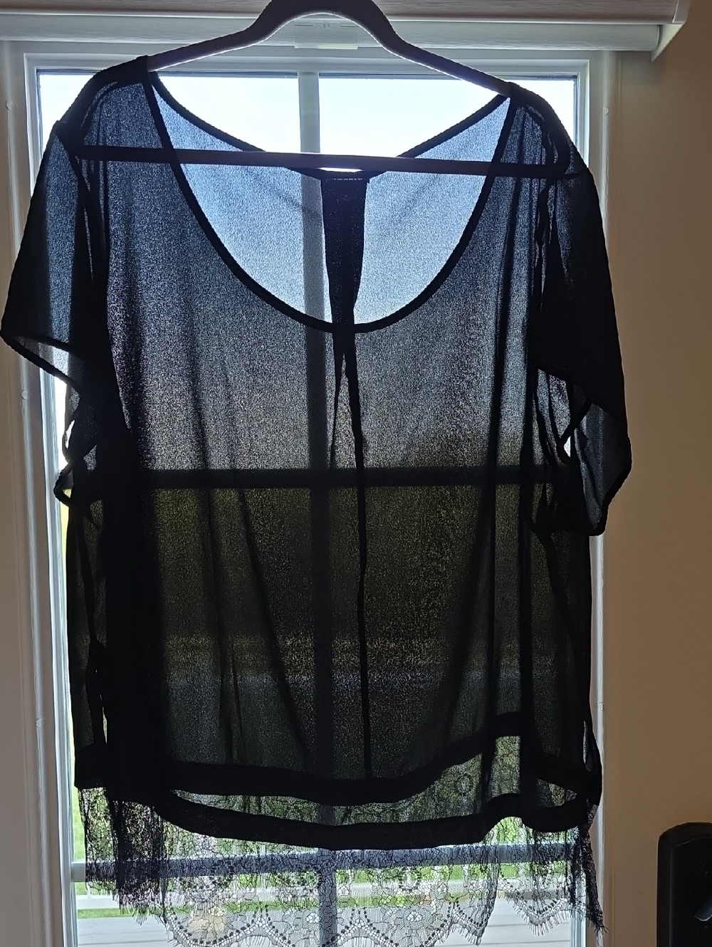 torrid Black Sheer Short Sleeve Blouse